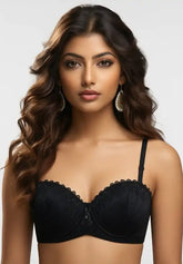 Fancy Net Thin Padded Push-Up Bra – Elegant, Stylish & Comfortable