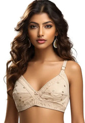 Wireless Non-Padded Soft Cotton Bra – Perfect Comfort | GFG (Skin & Black)