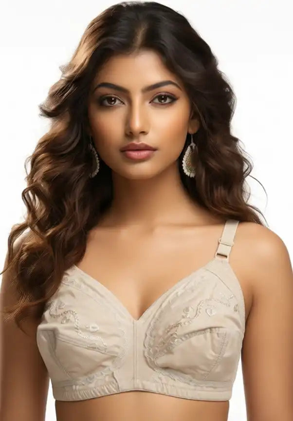 Wireless Non-Padded Soft Cotton Bra – Perfect Comfort | GFG (Skin & Black)