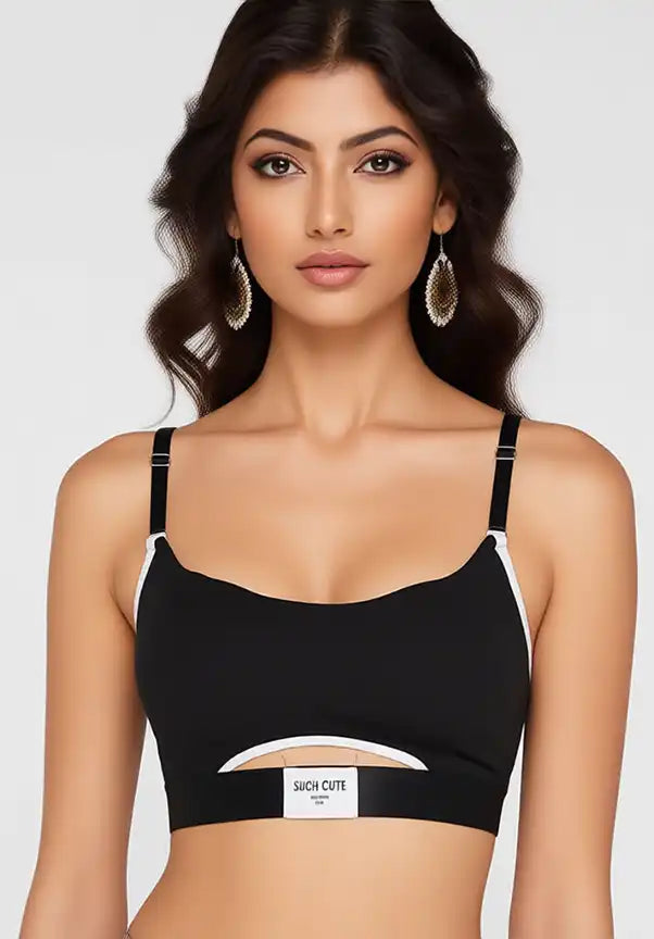 Front Hollow Sports vest cotton Bra Set – Threaded Cotton | Breathable & Stylish